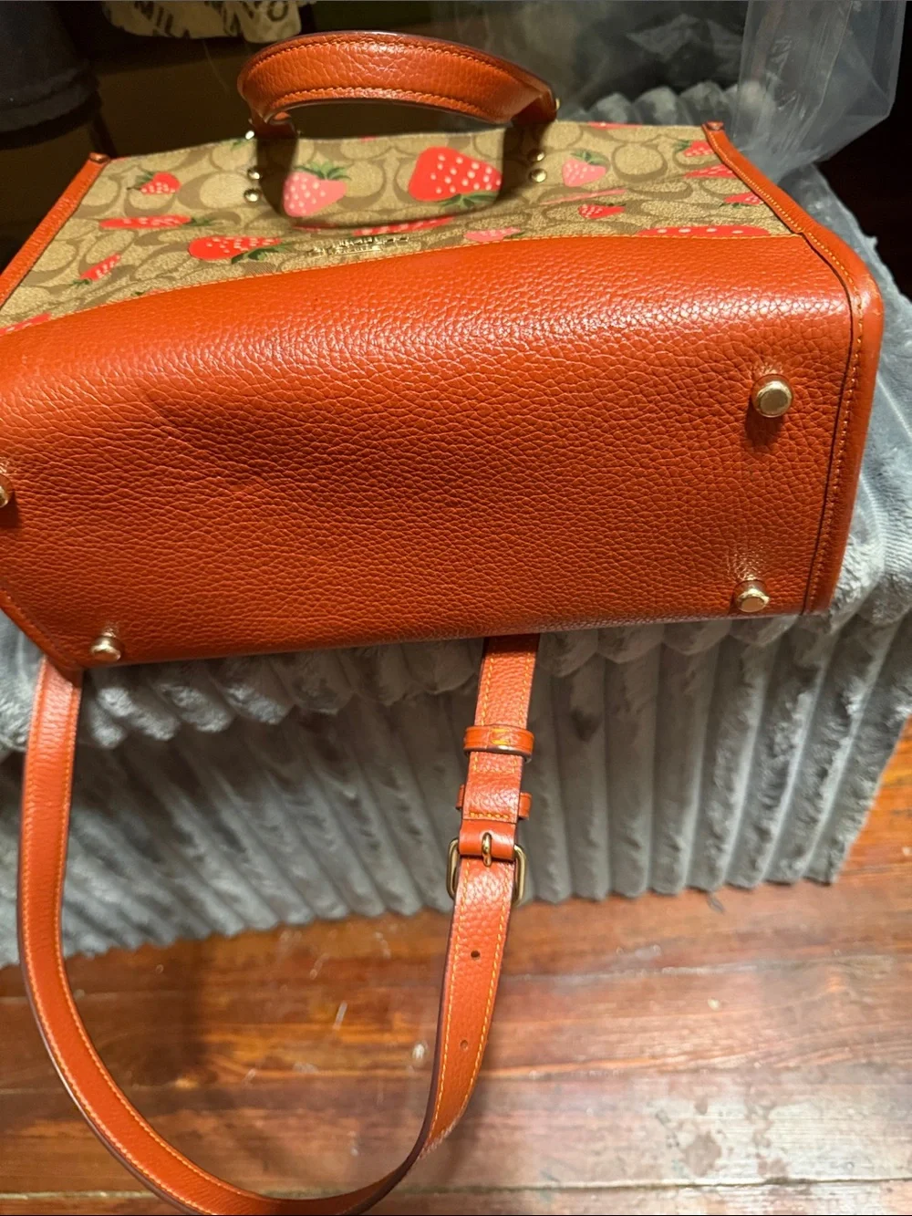 Coach Strawberry Print Tote - Red/Brown